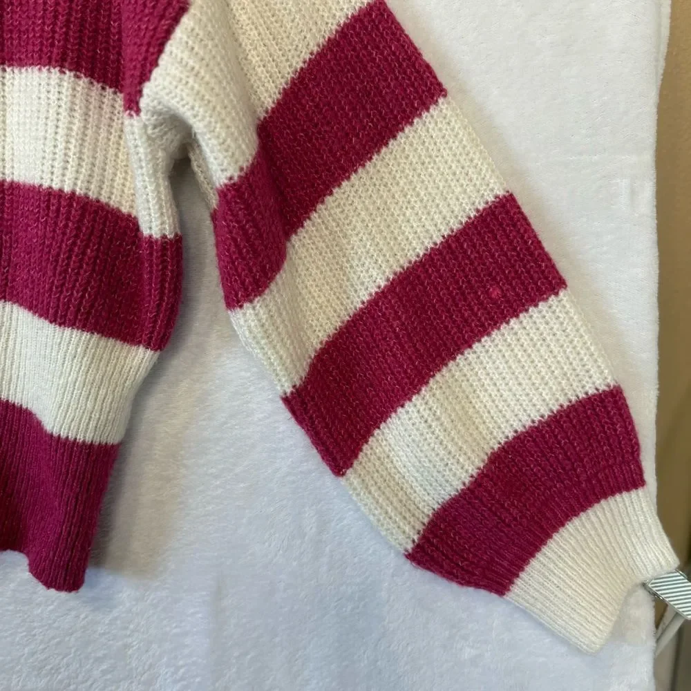 ASOS Design Pink and‎ White Rugby Striped Women's Sweater Size 4 Preppy